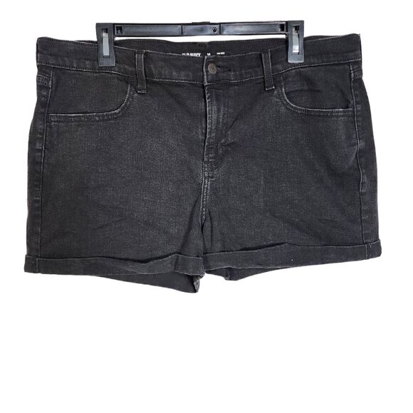 Old Navy Women's Shorts Size 14 Cuffed Mid-Rise Wow 3in Denim Jean Black Jack - Picture 1 of 6